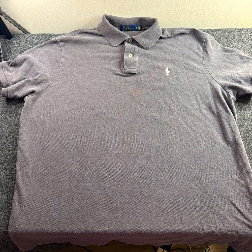 Polo Ralph Lauren Mens XL Gray Classic Fit Polo Shirt Pony Logo Cotton Short